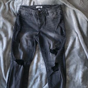 Refuge Mid Rise Black Ripped Jeans